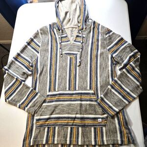DEPART WEST Multicolor Striped  Drawstring Hoodie Men’s Size L Boho Beachy